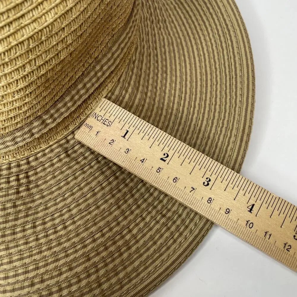 CAPPELLI Strawworld Women's Straw HAT with Striped Fabric Ribbon Detail BEIGE